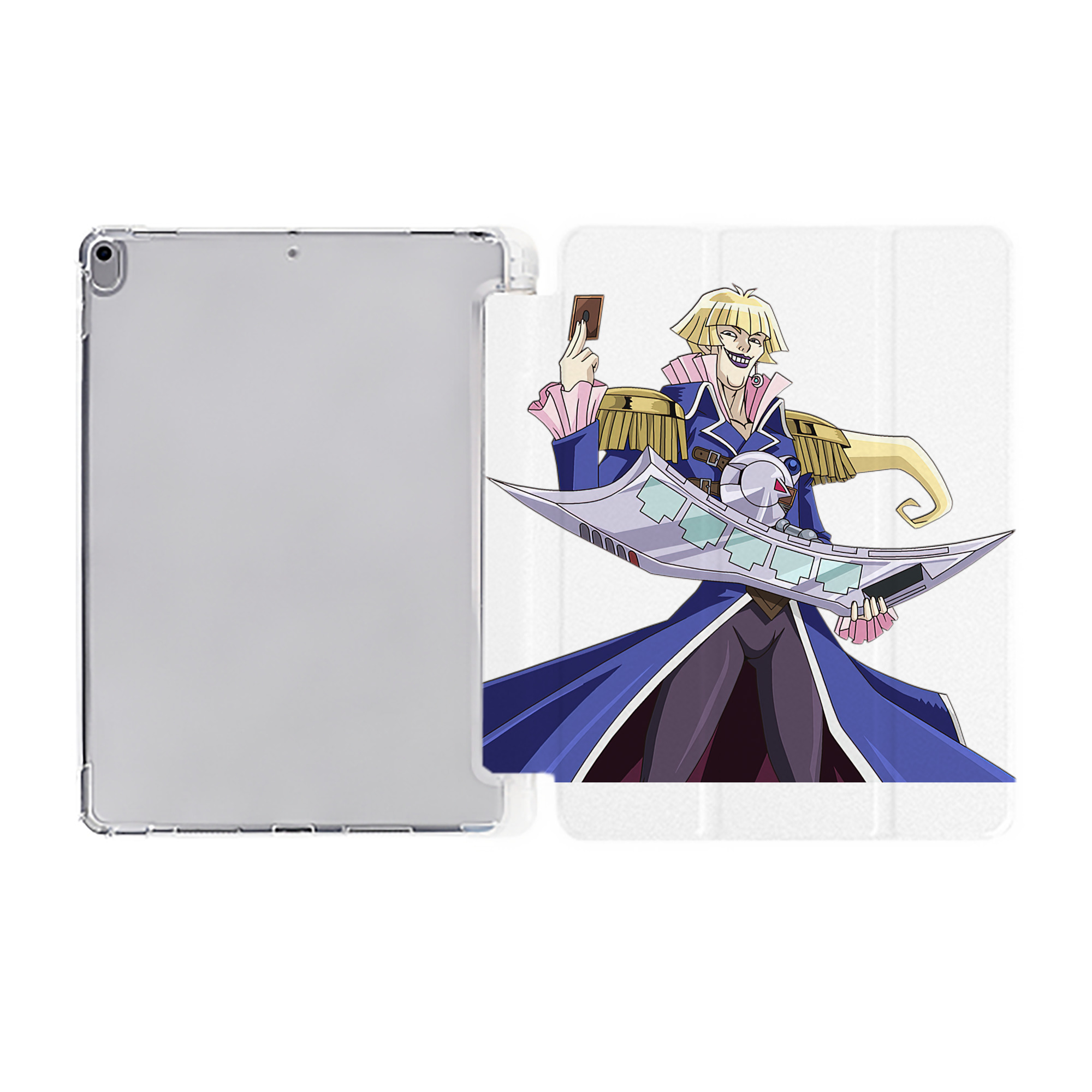 （画像用） 遊☆戯☆王 Yu-Gi-Oh! IPad ケース ペン収納付き 三つ折りスタンド PUレザー×シリコン 対応機種9.5/10.5/10.9インチ